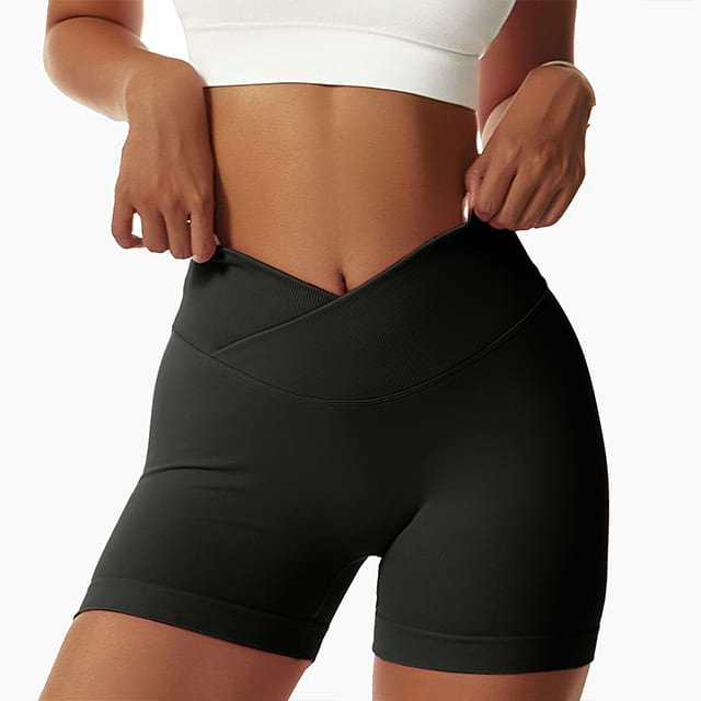 Nahtlose Yoga-Shorts mit hohem Bund