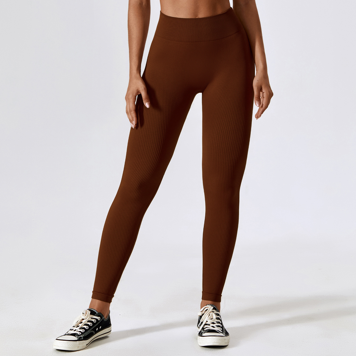 Nahtlose Yoga-Leggings aus geripptem Jacquard