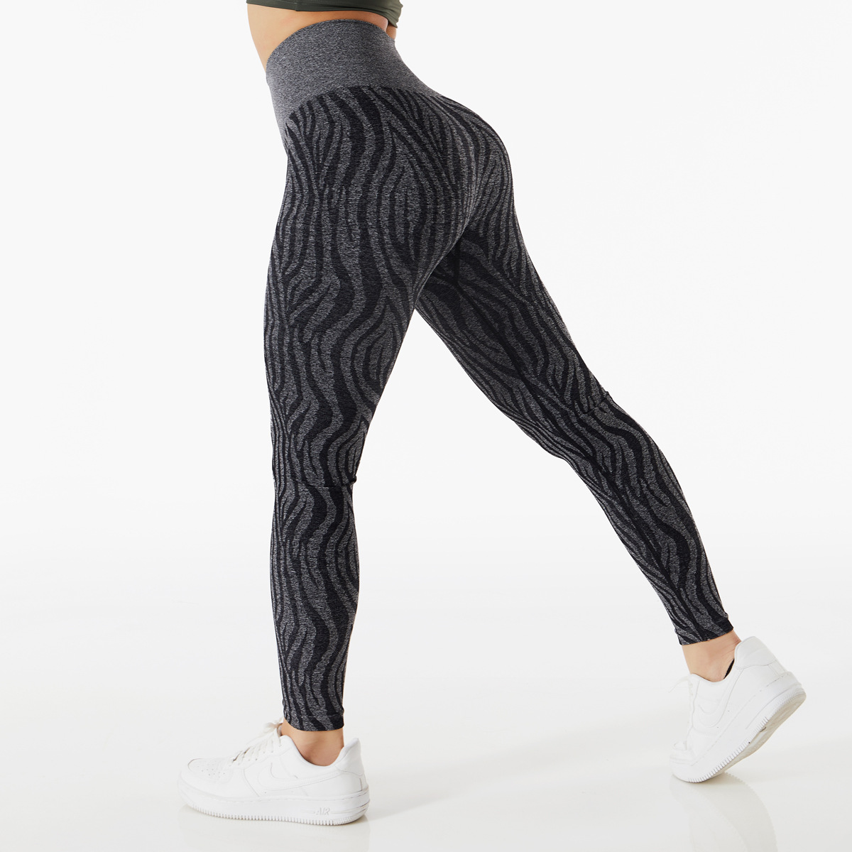 Nahtlose Zebra-Leggings mit hohem Bund
