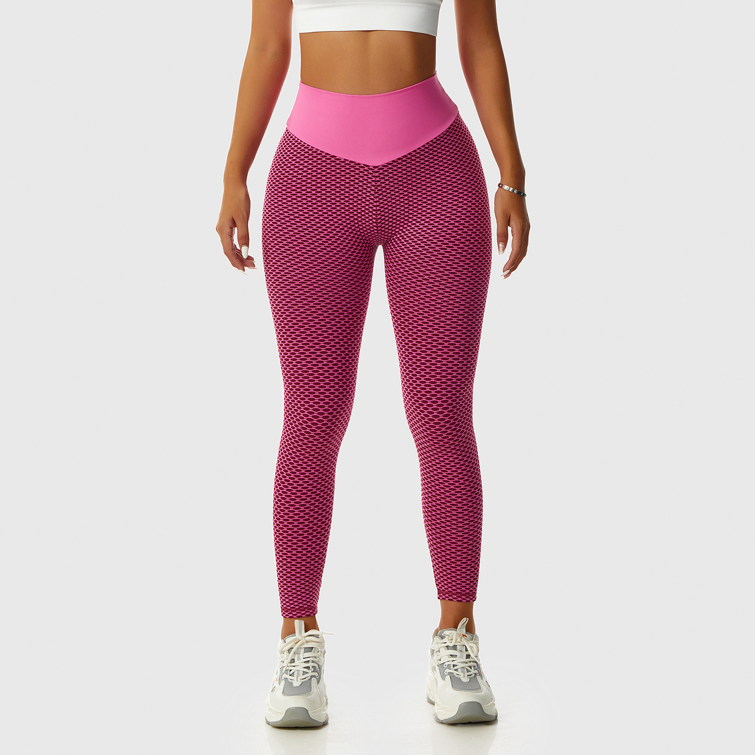 Nahtlose Yoga-Leggings aus Jacquard mit hoher Taille