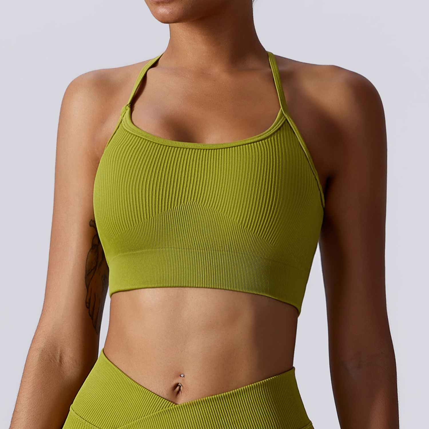 Nahtloses, geripptes Crop-Tanktop für Damen