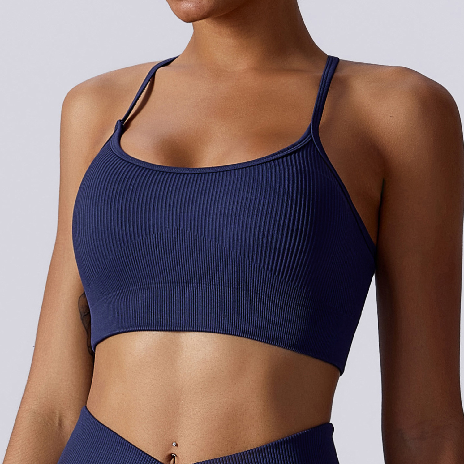 Nahtloses, geripptes Crop-Tanktop für Damen