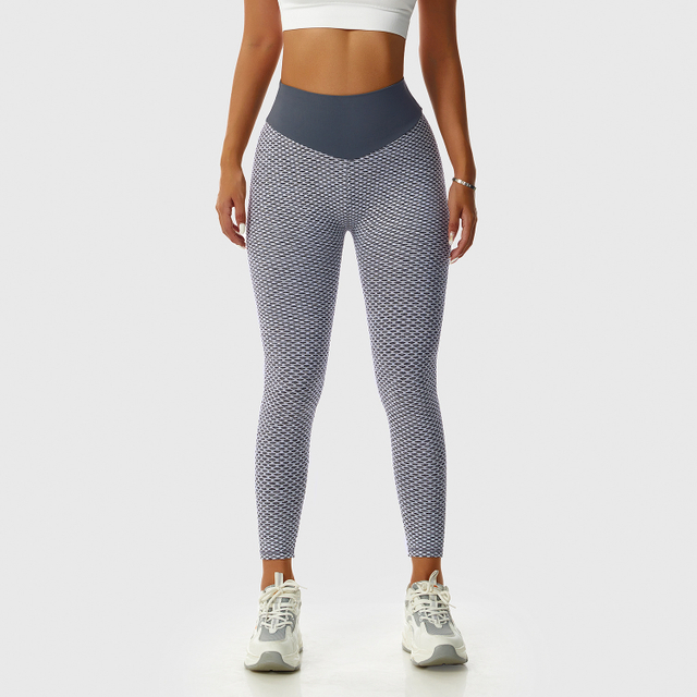 Nahtlose Yoga-Leggings aus Jacquard mit hoher Taille