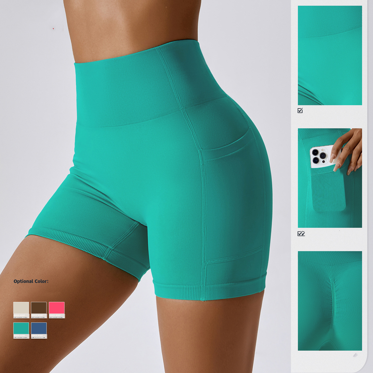 Nahtlose Tech-Sportshorts mit Tasche im Großhandel