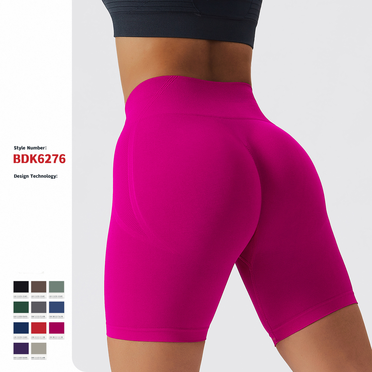 Nahtlose Tech-Fahrradshorts mit hohem Bund