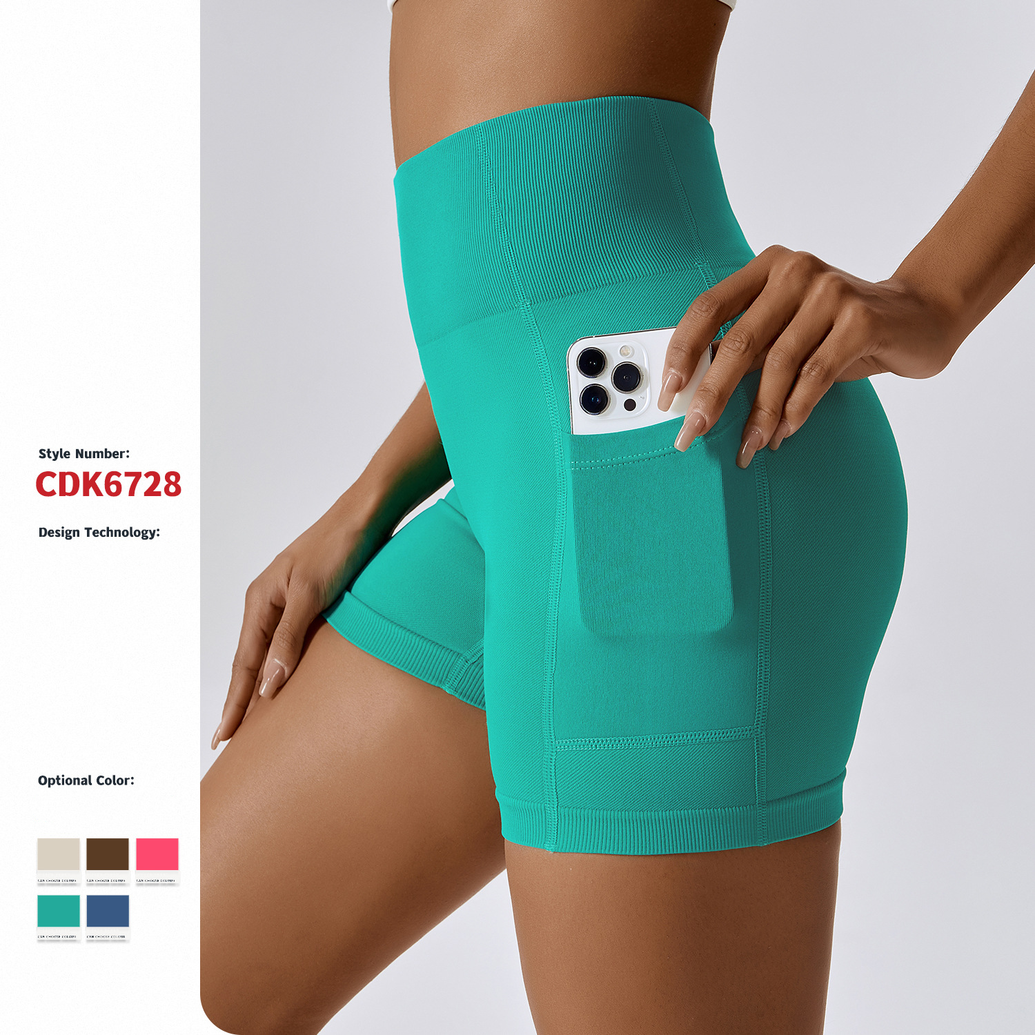 Nahtlose Tech-Sportshorts mit Tasche im Großhandel