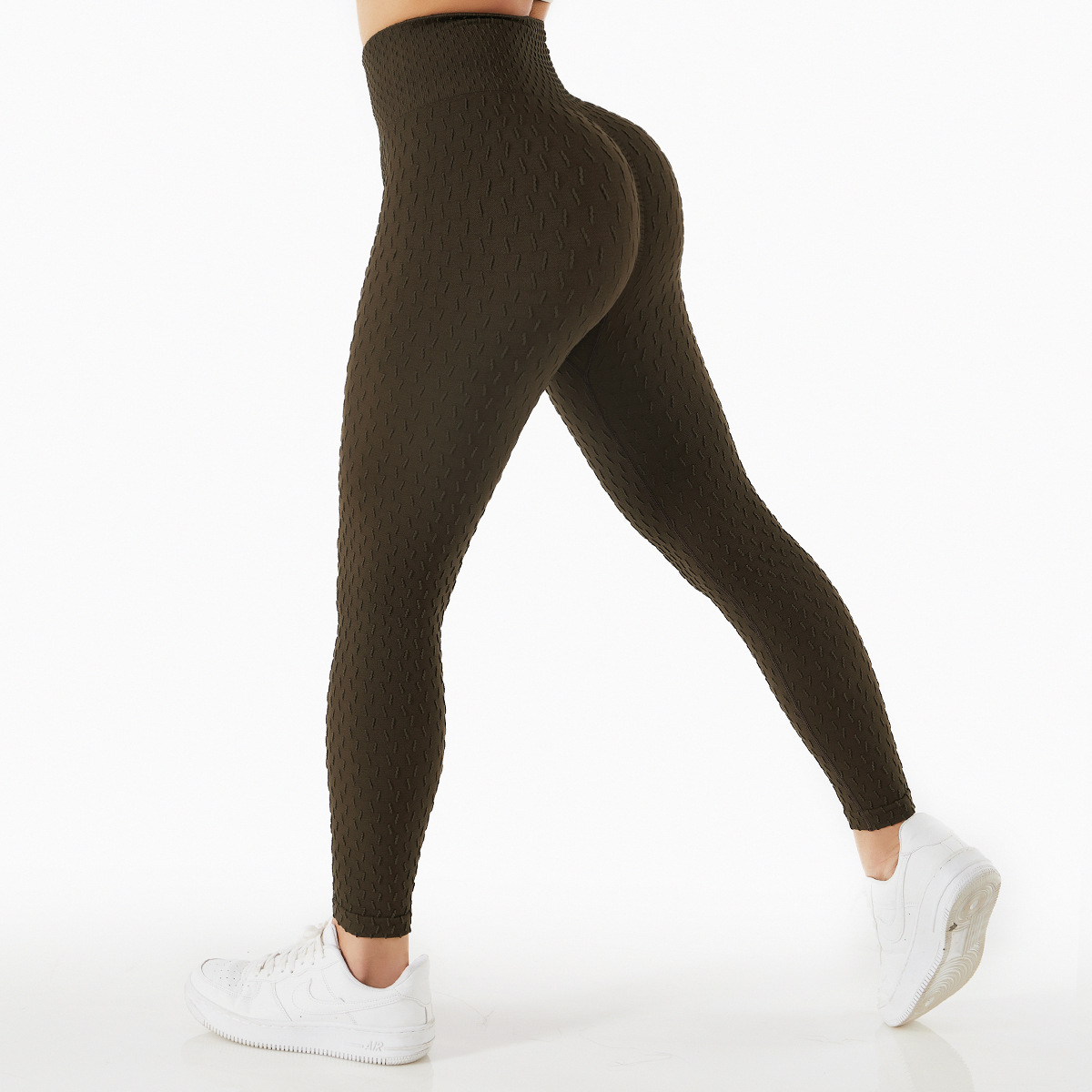 Nahtlose, hoch taillierte Jacquard-Workout-Leggings