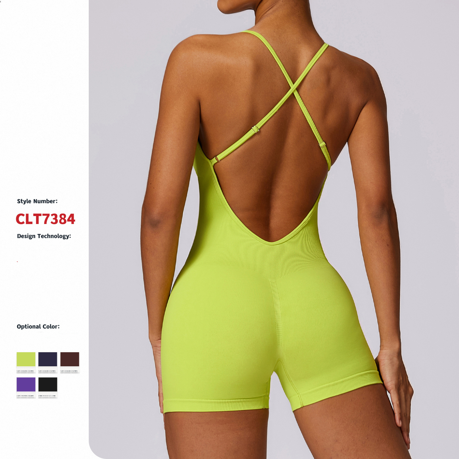 Nahtloser, rückenfreier Jumpsuit mit Riemchen